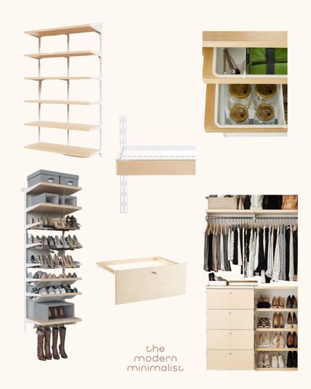 Elfa birch and white system options from the container store