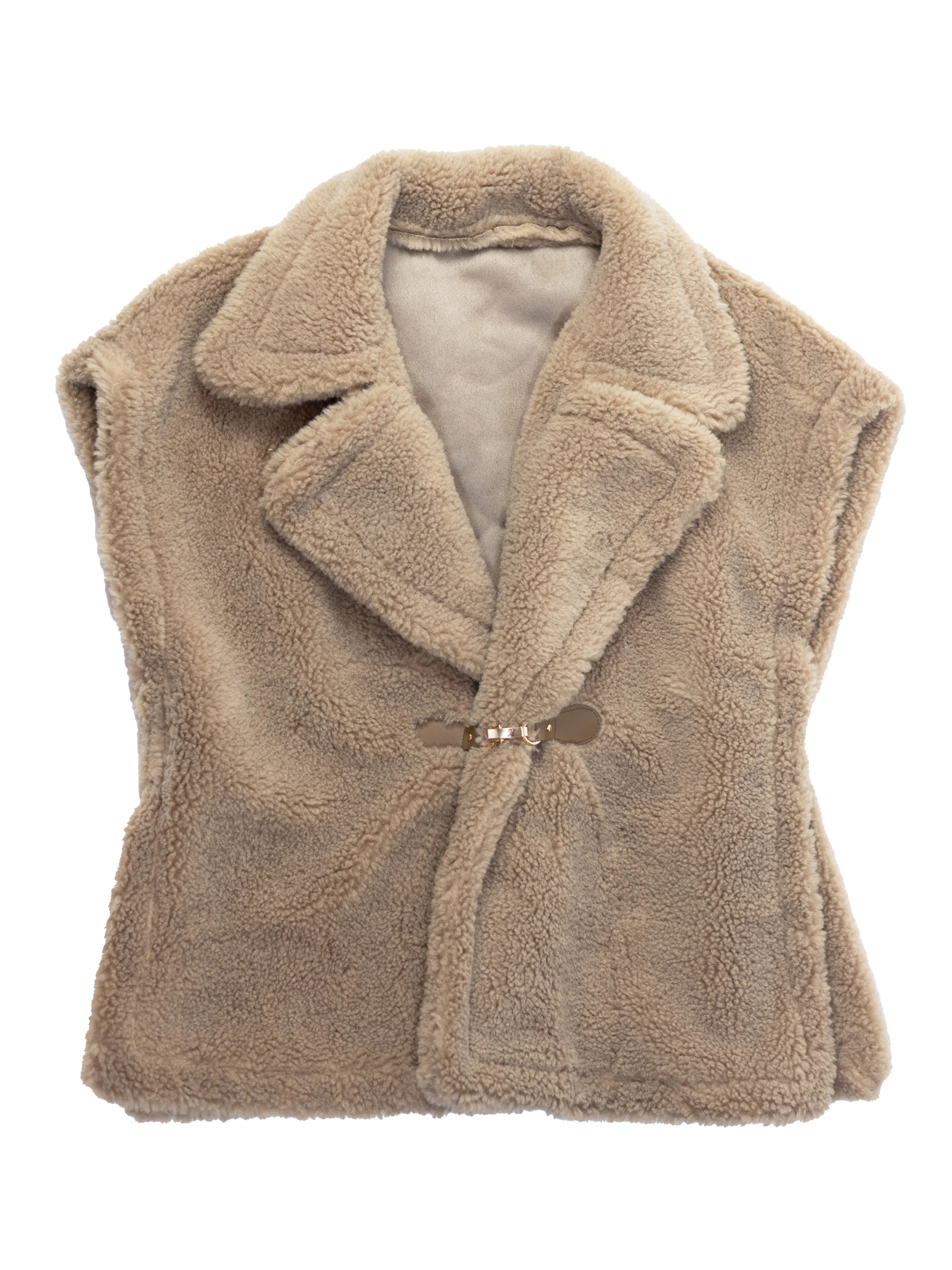 Time and Tru Womens Faux Shearling Vest, Tan | Walmart (US)
