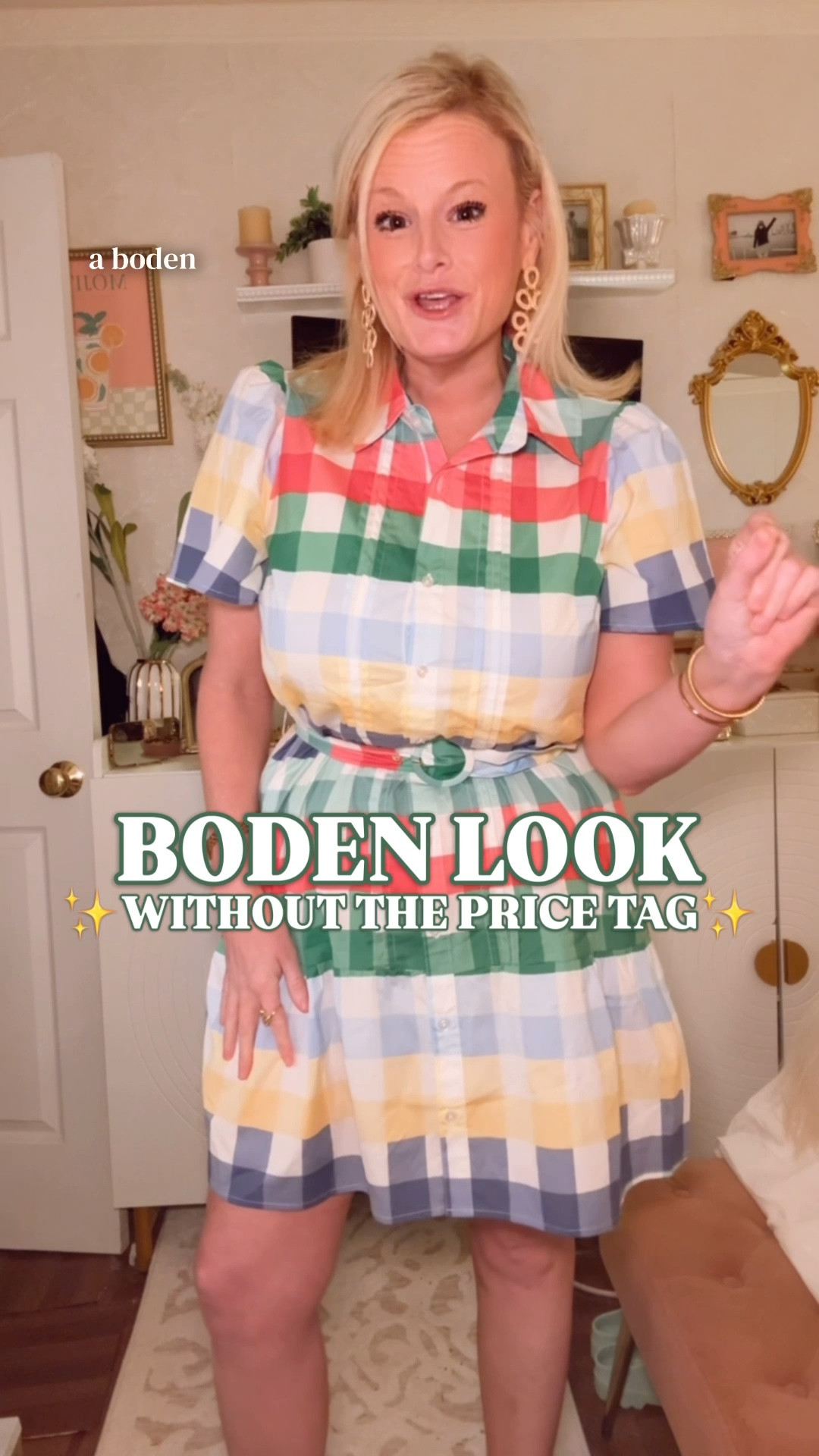 This is the Boden shirtdress energy you have been looking for and it just showed up without the Boden price tag. 

Multicolor gingham in green, pink, yellow and blue. Belted waist. Collar. Short sleeves. Tiered skirt. 100% cotton. The color blocking across each tier is what makes this dress look expensive and intentional. This is giving full Boden catalog.

I am in a medium. If you are between sizes go up.

Here is where you are wearing this. Easter brunch. Spring garden party. Outdoor wedding shower. Farmers market Saturday. Any moment where you want to look like you spent real thought and real money without spending either.

The belt defines the waist. The tiered skirt moves beautifully. 100% cotton breathes in the heat. This dress is doing everything right at a fraction of the cost.

If you are searching for: Boden look for less, colorful gingham dress, belted shirtdress, multicolor gingham dress, preppy spring dress, tiered shirtdress, easter dress women, spring garden party dress, colorblock gingham dress, spring brunch dress, 100% cotton dress women, affordable shirtdress, Belk fashion finds, look for less spring dress, colorful easter dress, preppy easter outfit, spring wedding guest dress, belted midi dress women

#LTKfindsunder50 #preppystyle #boden #lookforless  #ltkfindsunder100

#LTKSeasonal #LTKWorkwear #LTKWedding