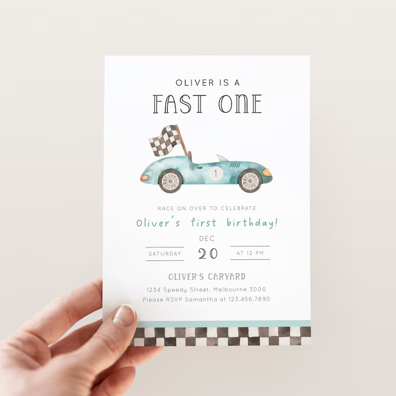 Race Car 1st Birthday Invitation Bundle Editable Racing First - Etsy | Etsy (US)