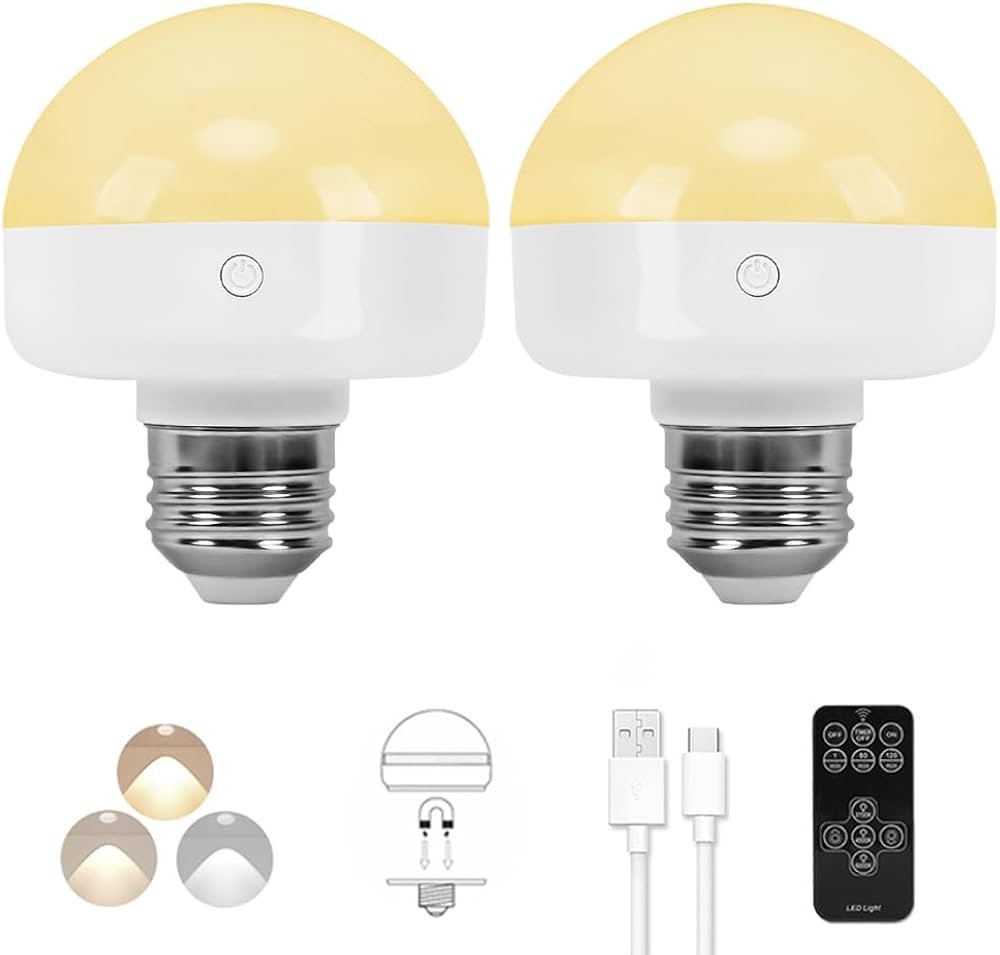 BLUEYE Rechargeable Battery Operated Light Bulb,2Packs,300LM,40W Equivalent,E26 Detachable Chargi... | Amazon (US)