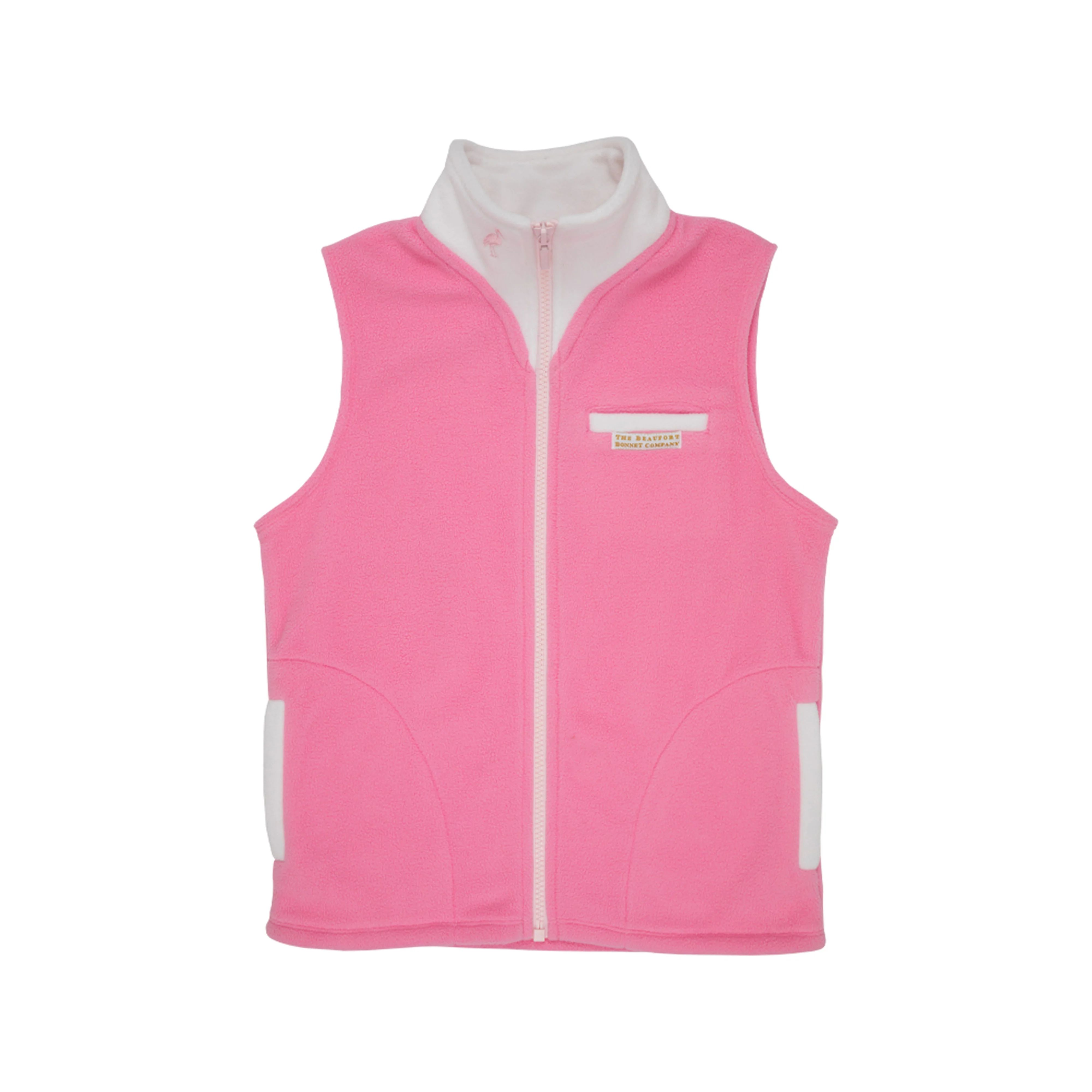 Van Camp Vest (Fleece) - Hamptons Hot Pink with Worth Avenue White | The Beaufort Bonnet Company