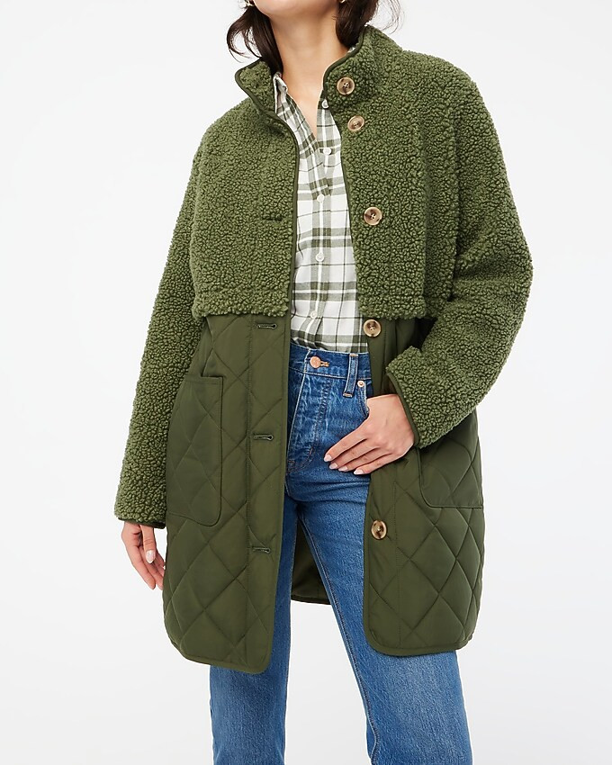 Mixed-media sherpa coat | J.Crew Factory