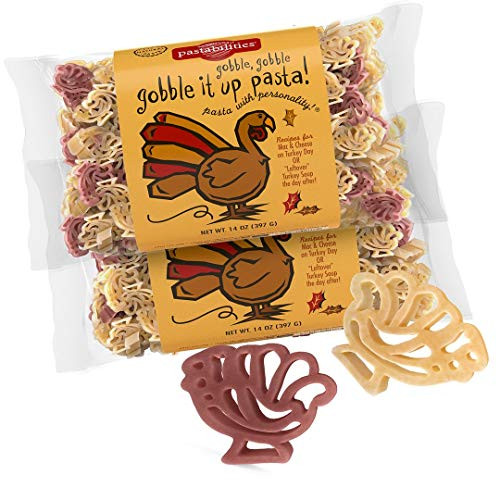 Pastabilities Fun Shaped Pasta for Kids - Gobble It Up - Turkey Shaped Fun Theme, Non-GMO Natural Wheat and Vegetable Pasta, All-Natural, Kosher Certified, Made in the USA, (2 Pack, 14 Oz) | Amazon (US)