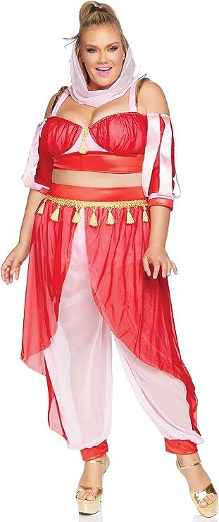 Leg Avenue Women's 3 Pc Dreamy Genie Costume with Bra Top, Pants, Veil | Amazon (US)