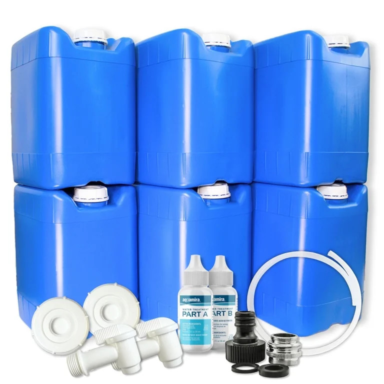5-Gallon Stackable Water Containers with Spigot & Water Treatment - Emergency Water Storage Kit (... | Walmart (US)
