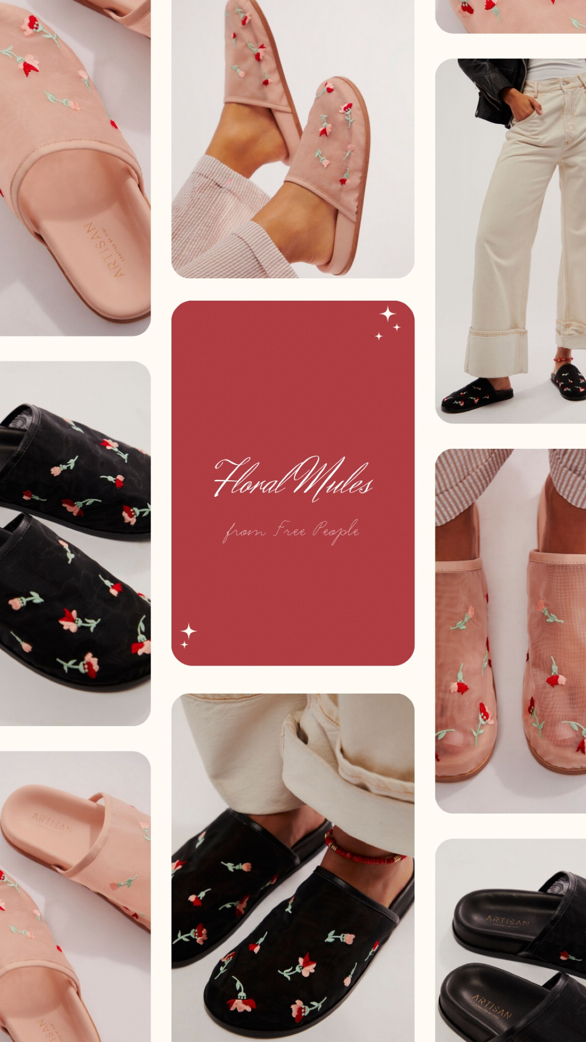 The CUTEST mules from Free People with little embroidered flowers! Comes in black & pink! Perfect for spring! 

#LTKstyletip #LTKshoecrush #LTKFestival