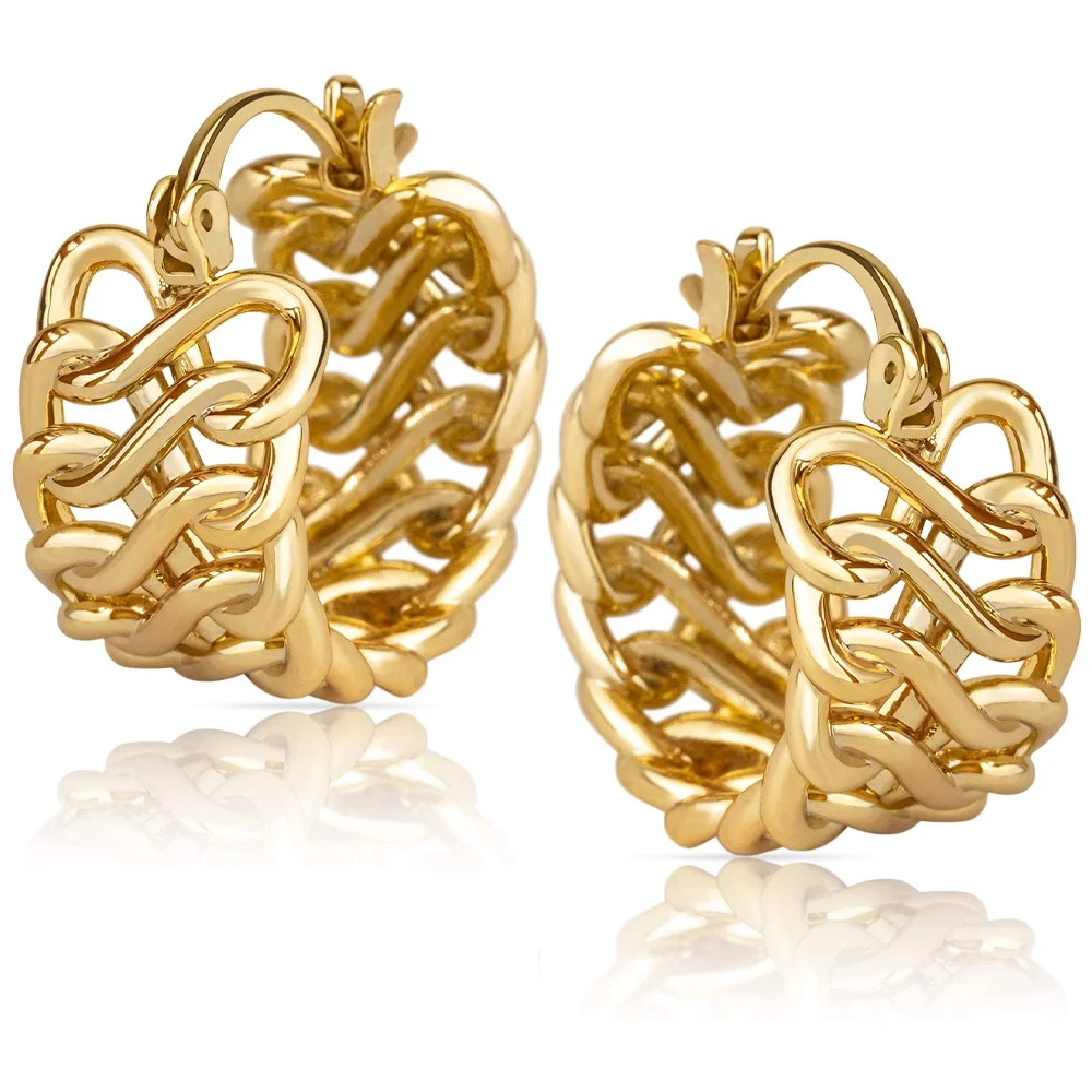 LNKOO Chunky Gold Hoop Twisited Braided Earrings for Women, Small Thick Gold Hoop Earrings, 14K R... | Walmart (US)