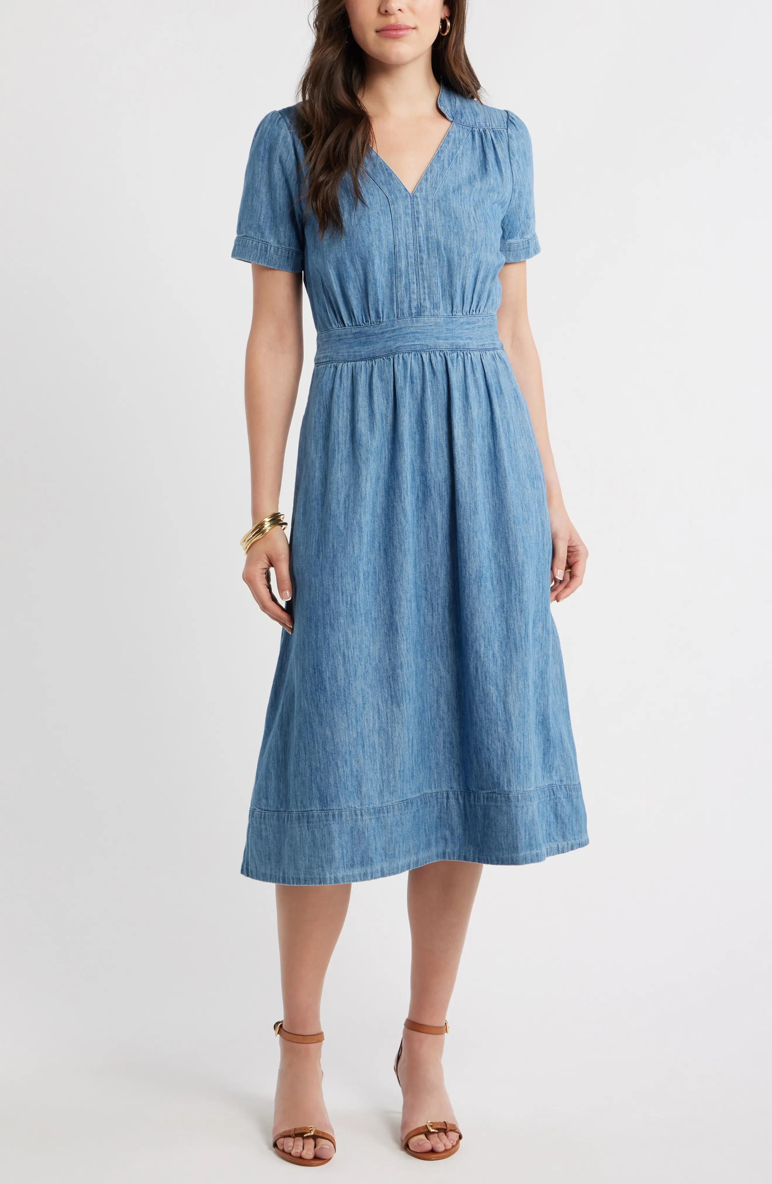 Cotton Chambray Midi Dress (Women) | Nordstrom | Nordstrom