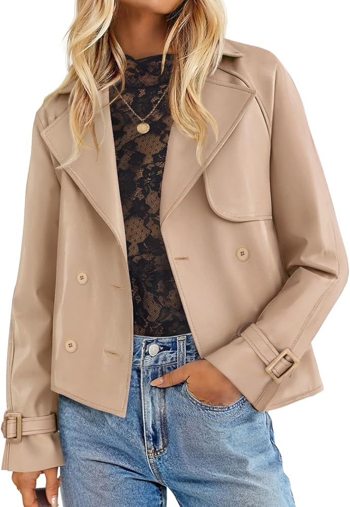 ZESICA Women's Faux Leather Jackets Oversized Fall Fashion Button Motorcycle Coats Outwear 2025 W... | Amazon (US)