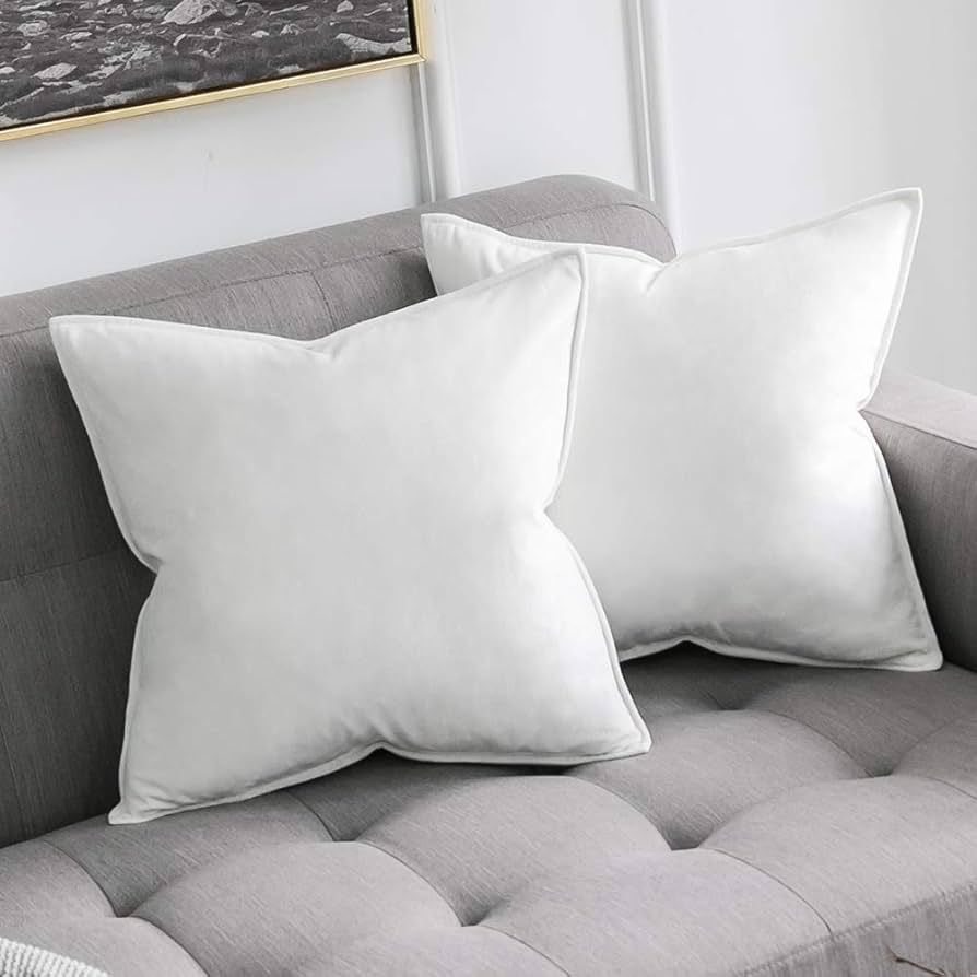 MIULEE Pack of 2 Decorative Velvet Throw Pillow Cover Soft Pillowcase Solid Square Cushion Case f... | Amazon (US)