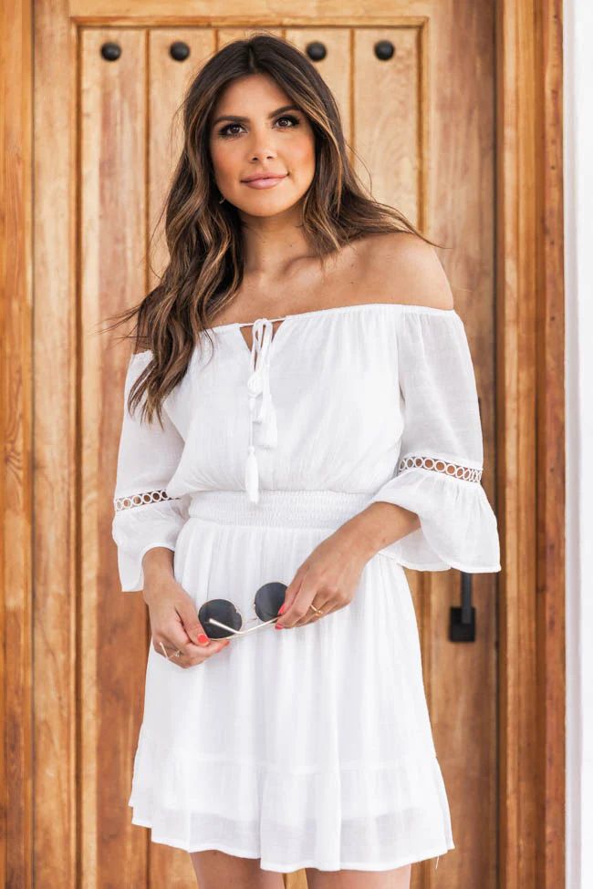 Stolen Dreams Off The Shoulder Dress White FINAL SALE | Pink Lily