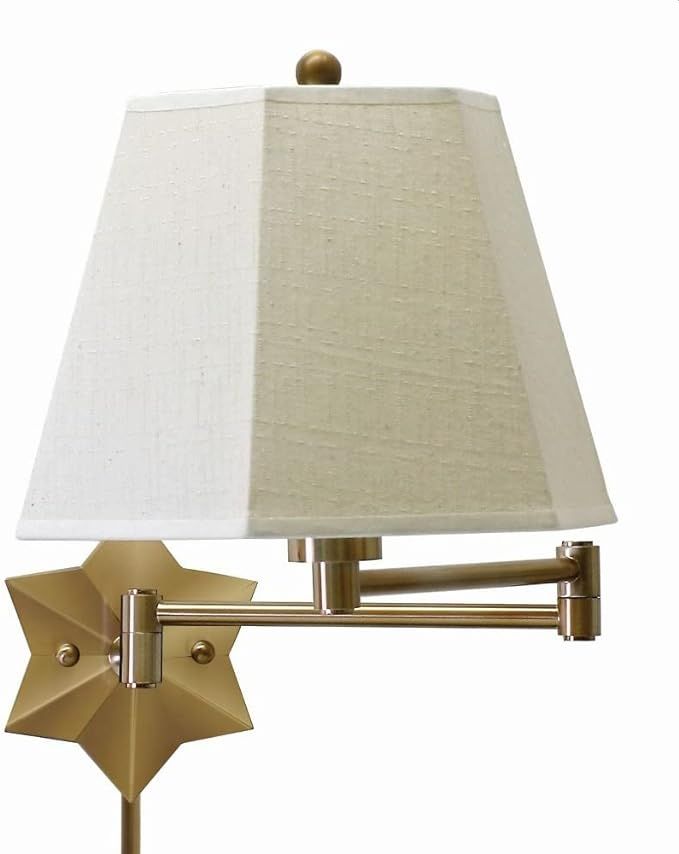 House of Troy WS751-AB 15-Inch Swing-Arm Star Wall Lamp Antique Brass with Off-White Linen Hardba... | Amazon (US)