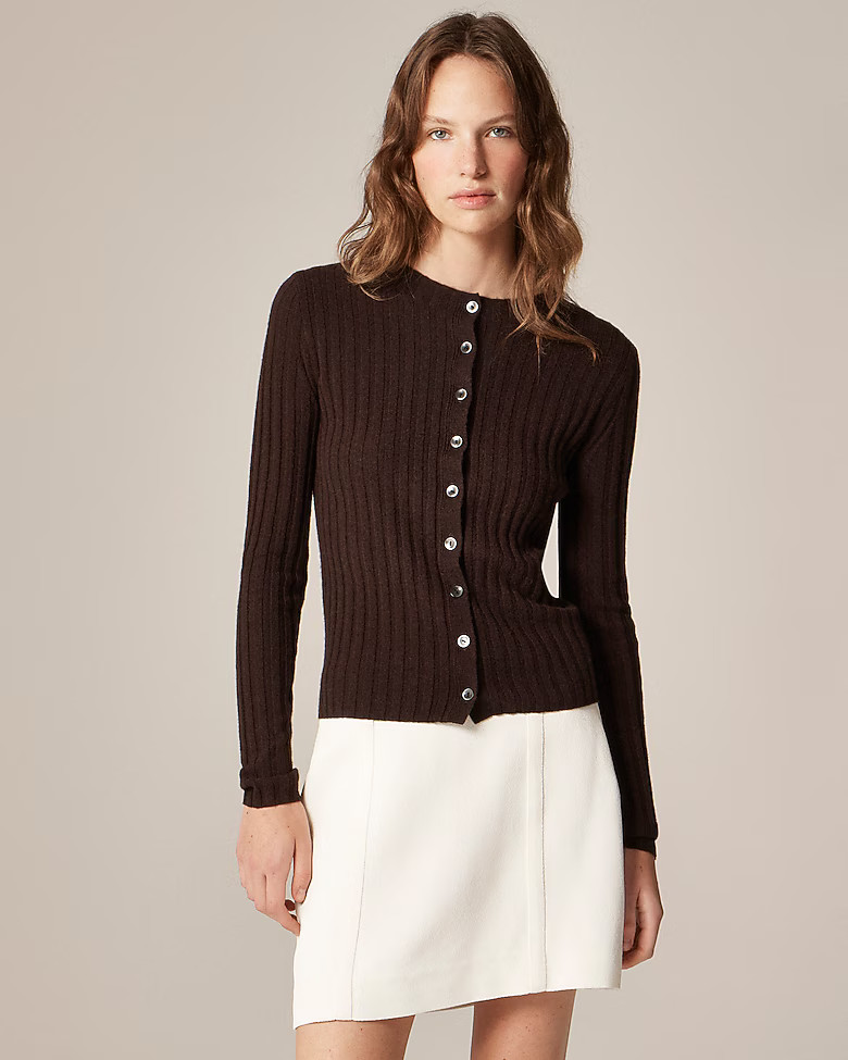Wide-rib cashmere cardigan | J. Crew US
