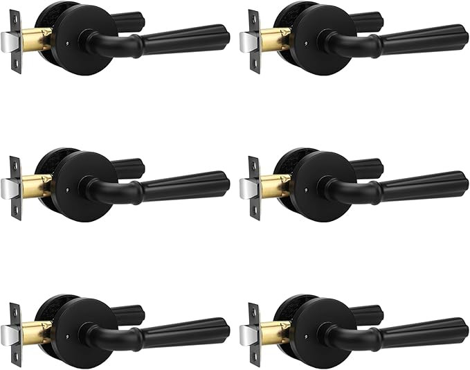 Orger 6 Pack Matte Black Interior Door Handle Round Privacy Door Lever Keyless, Bed and Bath Inte... | Amazon (CA)