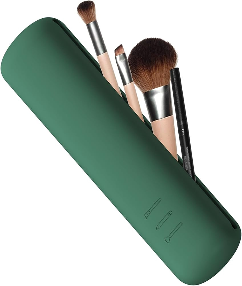 FVION Travel Makeup Brush Holder, Silicone Brush Holder Travel Case, Make Up Brush Pouch with Mag... | Amazon (US)
