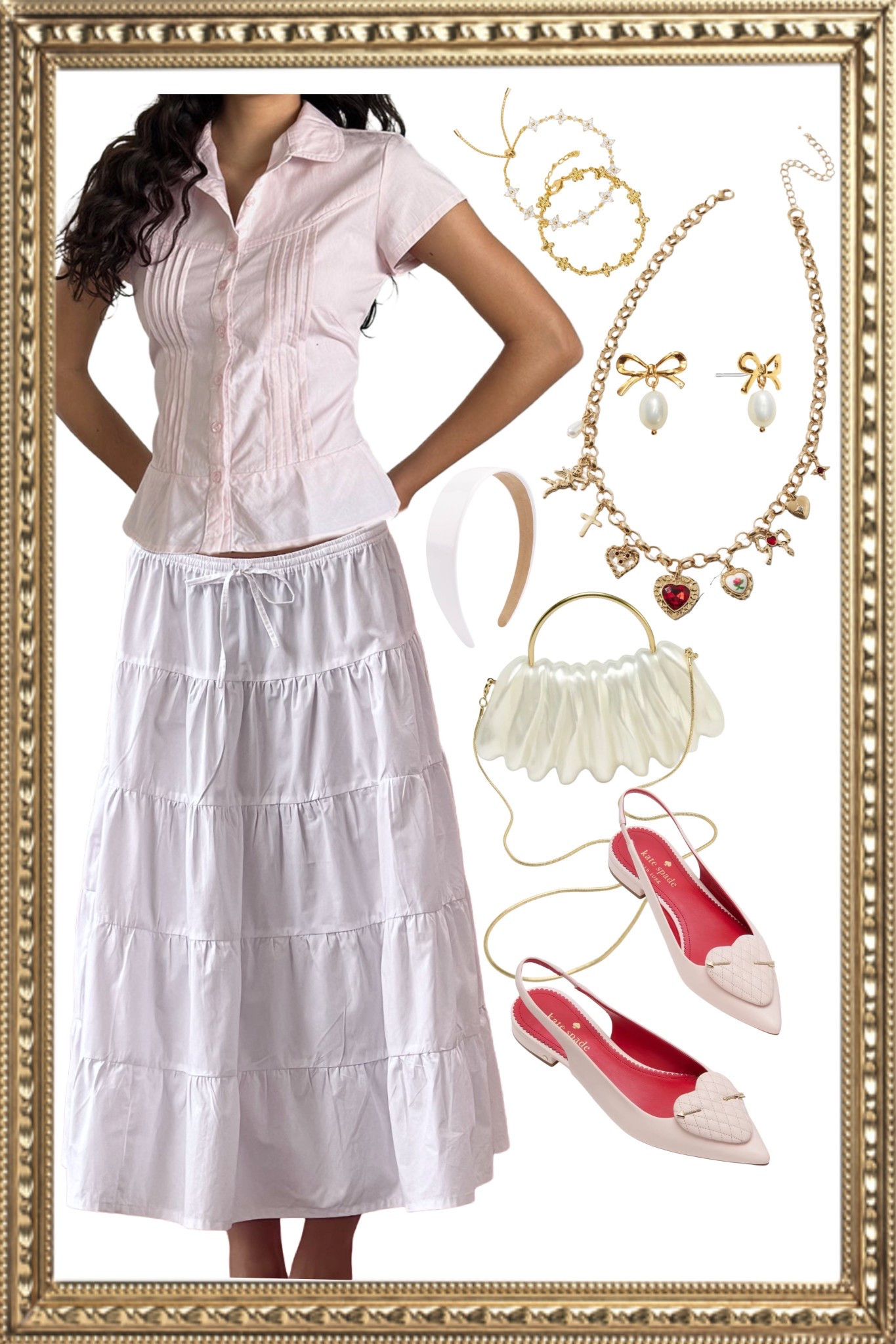 Pretty in pink causal picnic fit. The cutest button up baby pink top from motel rocks paired with a long white maxi skirt. Adorn with gold and white accessories with some ruby red touches. 


#LTKParties #LTKSeasonal #LTKFestival