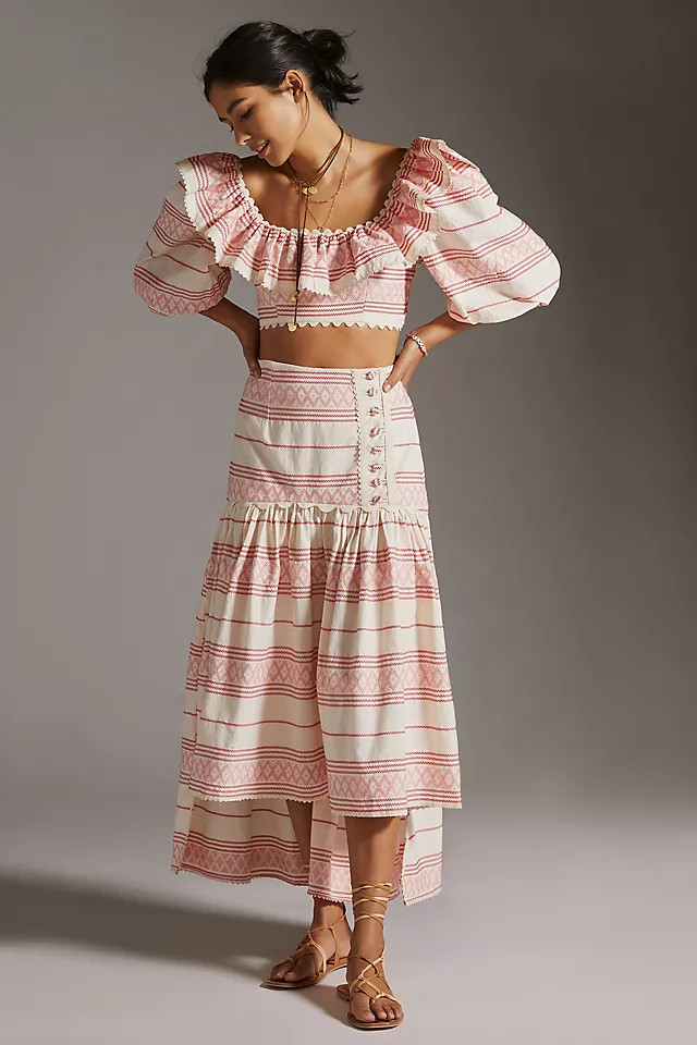 A-line Striped High Low Skirt | Anthropologie (US)