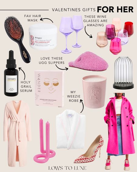 Valentine’s Day for Her - Glassware - Wine Glasses - Candles - Pink - Slippers - Beauty - Skincare - Self Care - Coat - Heels - Brush 

#LTKSeasonal #LTKstyletip #LTKbeauty