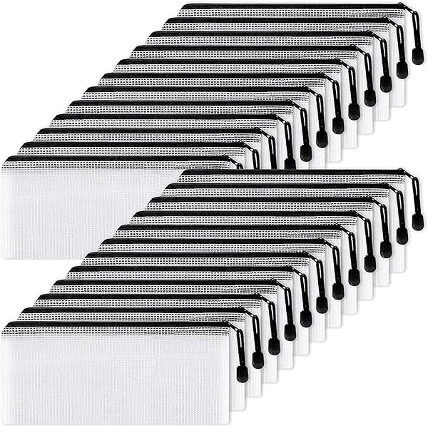 EOOUT 24pcs Mesh Zipper Pouch Document Bag, Plastic Zip File Folders, Letter Size, A4 Size, Black... | Amazon (US)