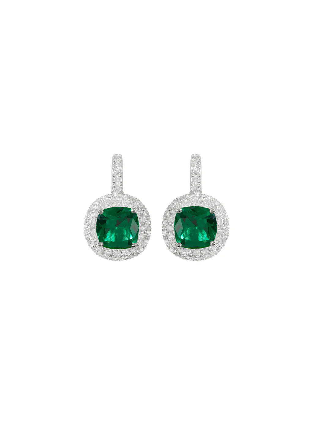 MOREAU NANO CRYSTAL EMERALD EARRINGS, SILVER | Dorsey