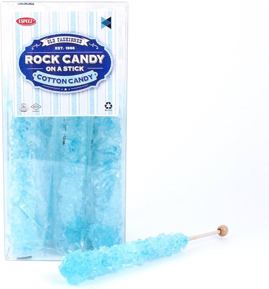 Extra Large Rock Candy Sticks: 12 Light Blue Cotton Candy Lollipop - Individually Wrapped - Espee... | Amazon (US)