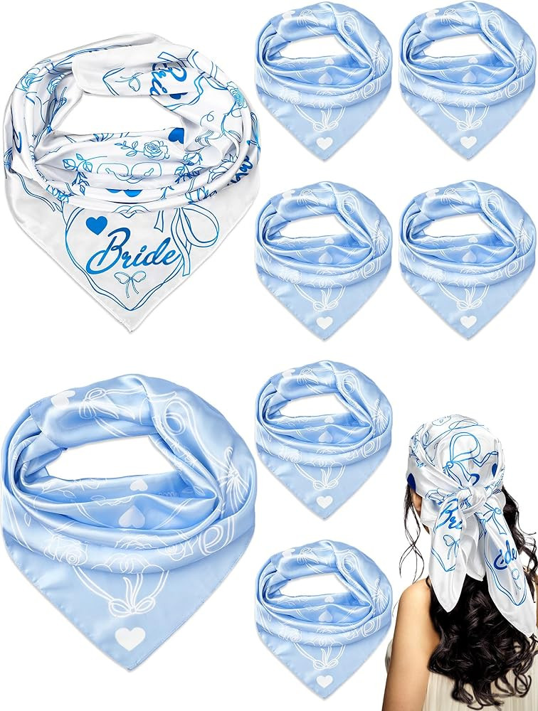 8 Pack Bride Bandana Last Toast on The Coast Decor Neutral Beige Scarf Camp Bachelorette Accessor... | Amazon (US)