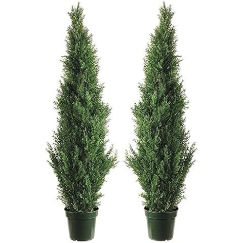 Two 5 Foot Outdoor Artificial Cedar Topiary Trees Potted Plants Two Peace Construction | Amazon (US)