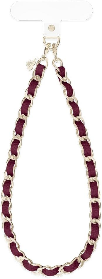 VELVET CAVIAR Leather Chain Phone Charm Wrist Strap - Cute Lanyard Accessory for Women - Fits All Phone Cases (Burgundy) | Amazon (US)