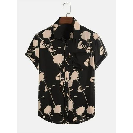 Black Men Floral Print Shirt Casual S(4) S033E | Walmart (US)