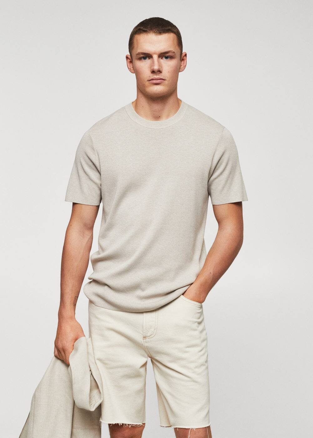 Cotton fine-knit t-shirt | MANGO (UK)