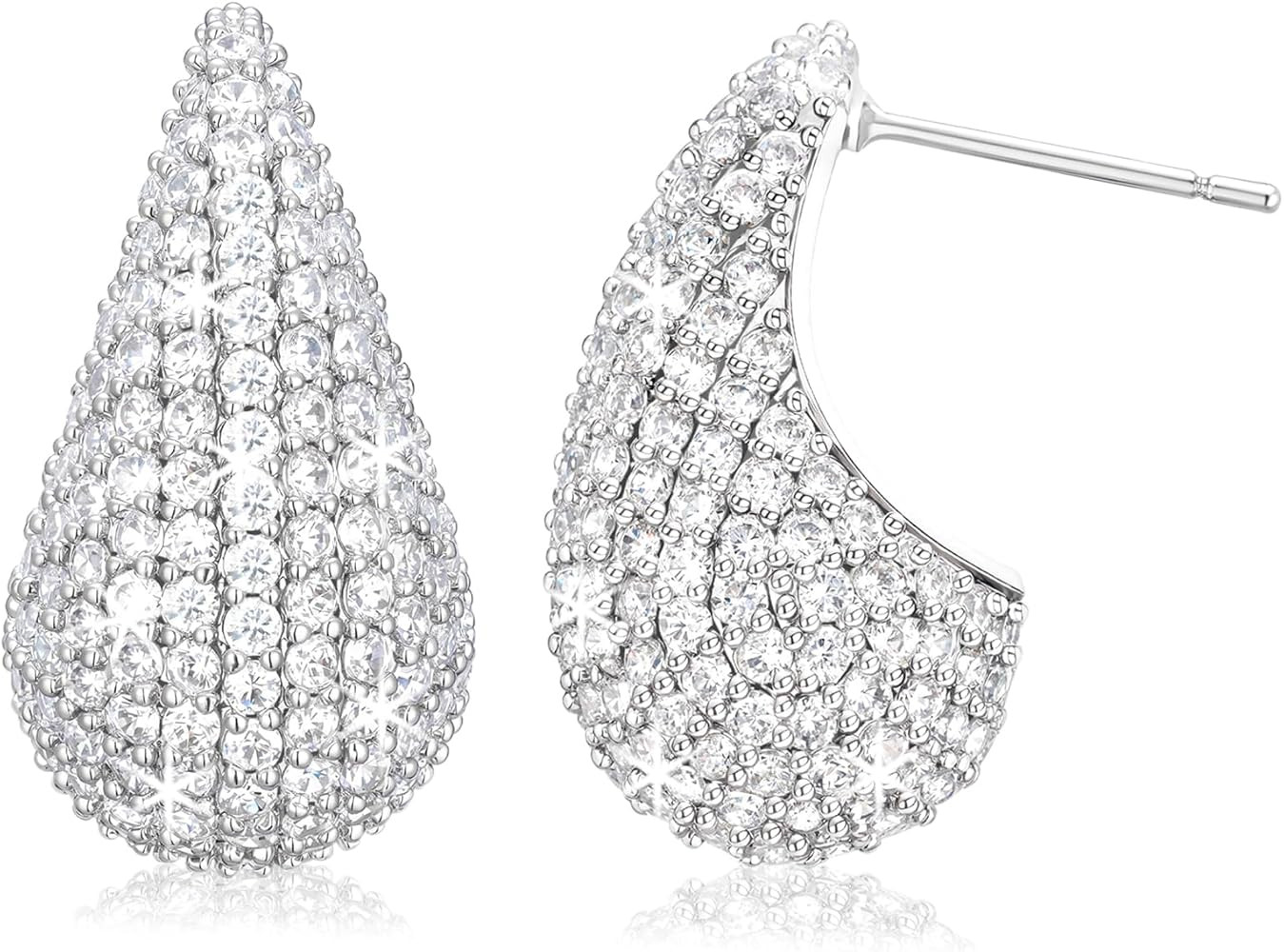 SWEETV Chunky Gold Hoop Earrings, Teardrop CZ 14K Gold Plated Hoop Earrings for Women Trendy, Sta... | Amazon (US)