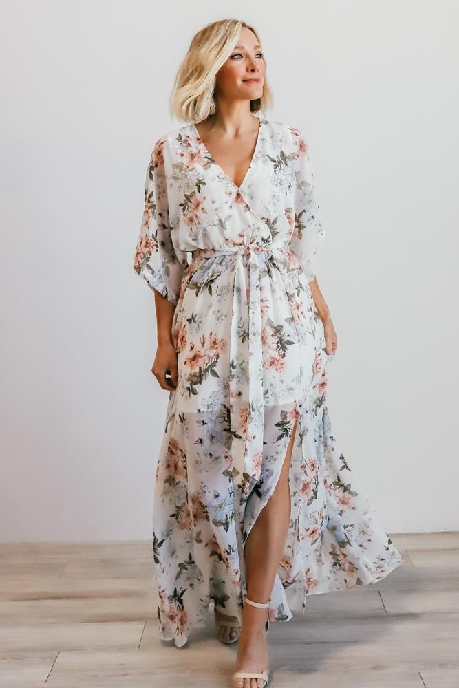 Kia White Floral Kimono Maxi Dress | Baltic Born