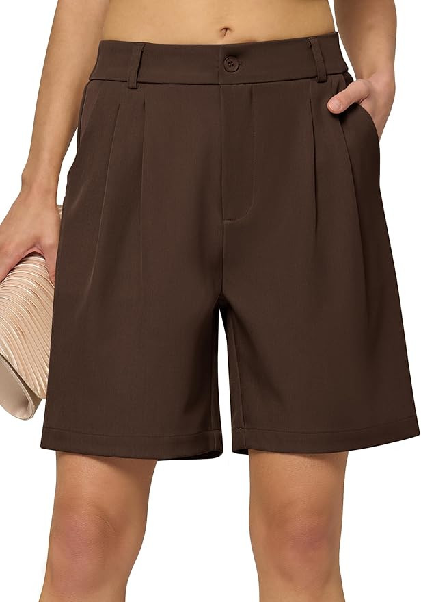 Women's Bermuda Dress Shorts Wide Leg Long Shorts High Waisted Dressy Casual with Pockets 7" | Amazon (US)