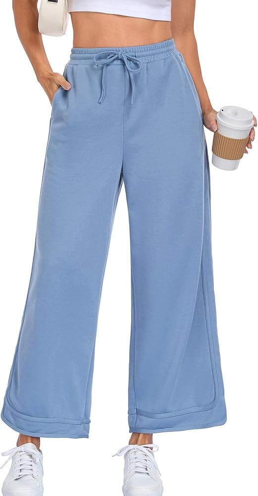 Women's Baggy Wide Leg Sweatpants High Waisted Palazzo Pants Casual Loose Drawstring Lounge Trous... | Amazon (US)