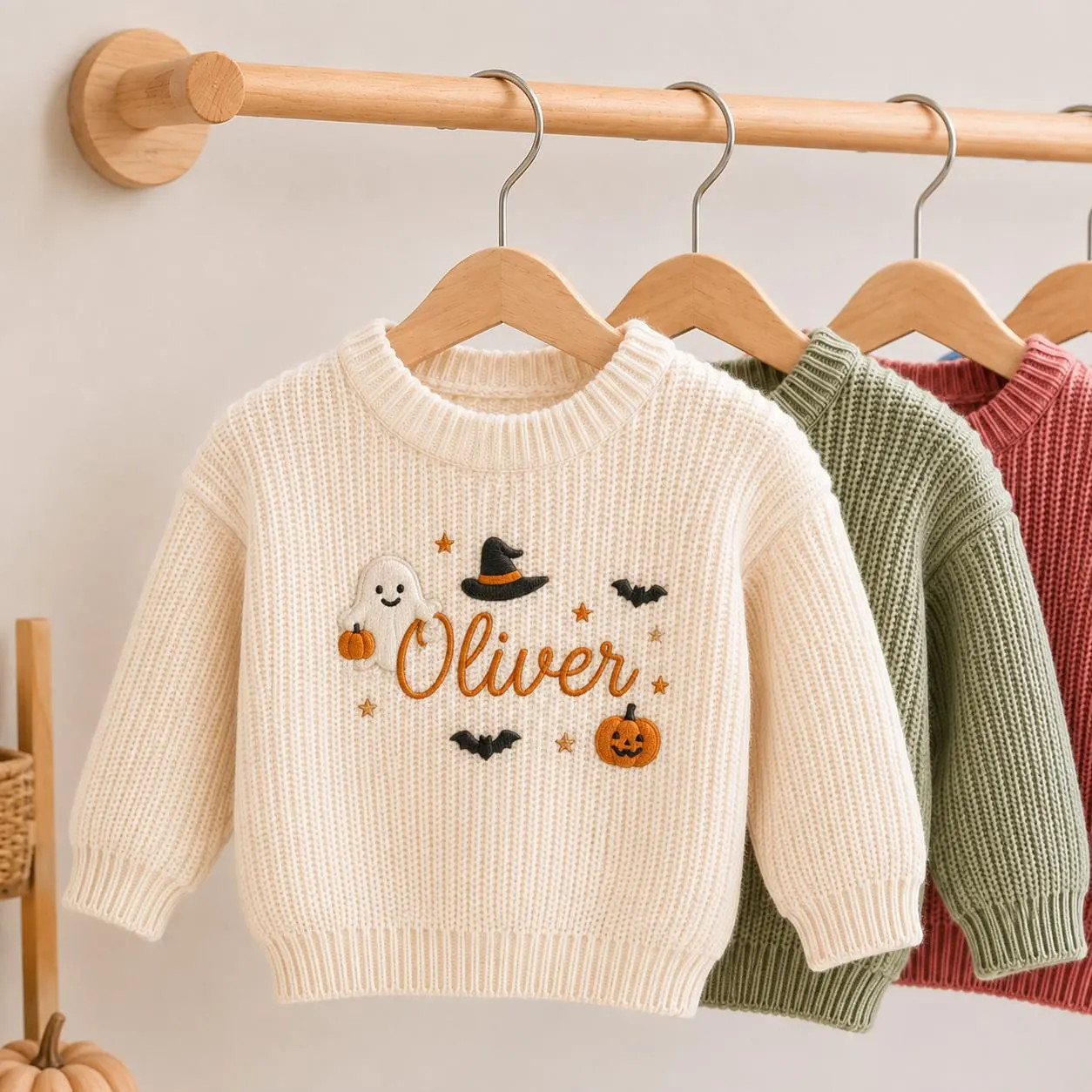 Personalized Halloween Baby Sweater, Custom Baby Nam Sweater, Embroidered Baby Sweater, Ghost Pumpkin Baby Gift, Fisrt Halloween Outfit | Etsy (Global)