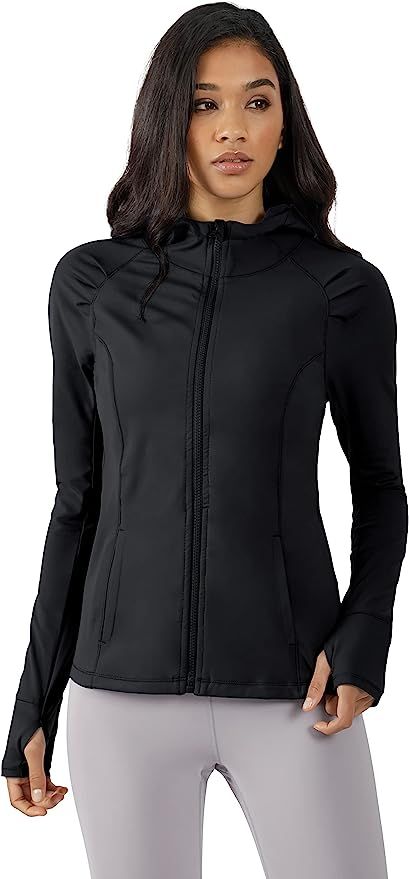 Yogalicious Lightweight Full-Zip Hooded Workout Jacket with Thumbholes | Amazon (US)