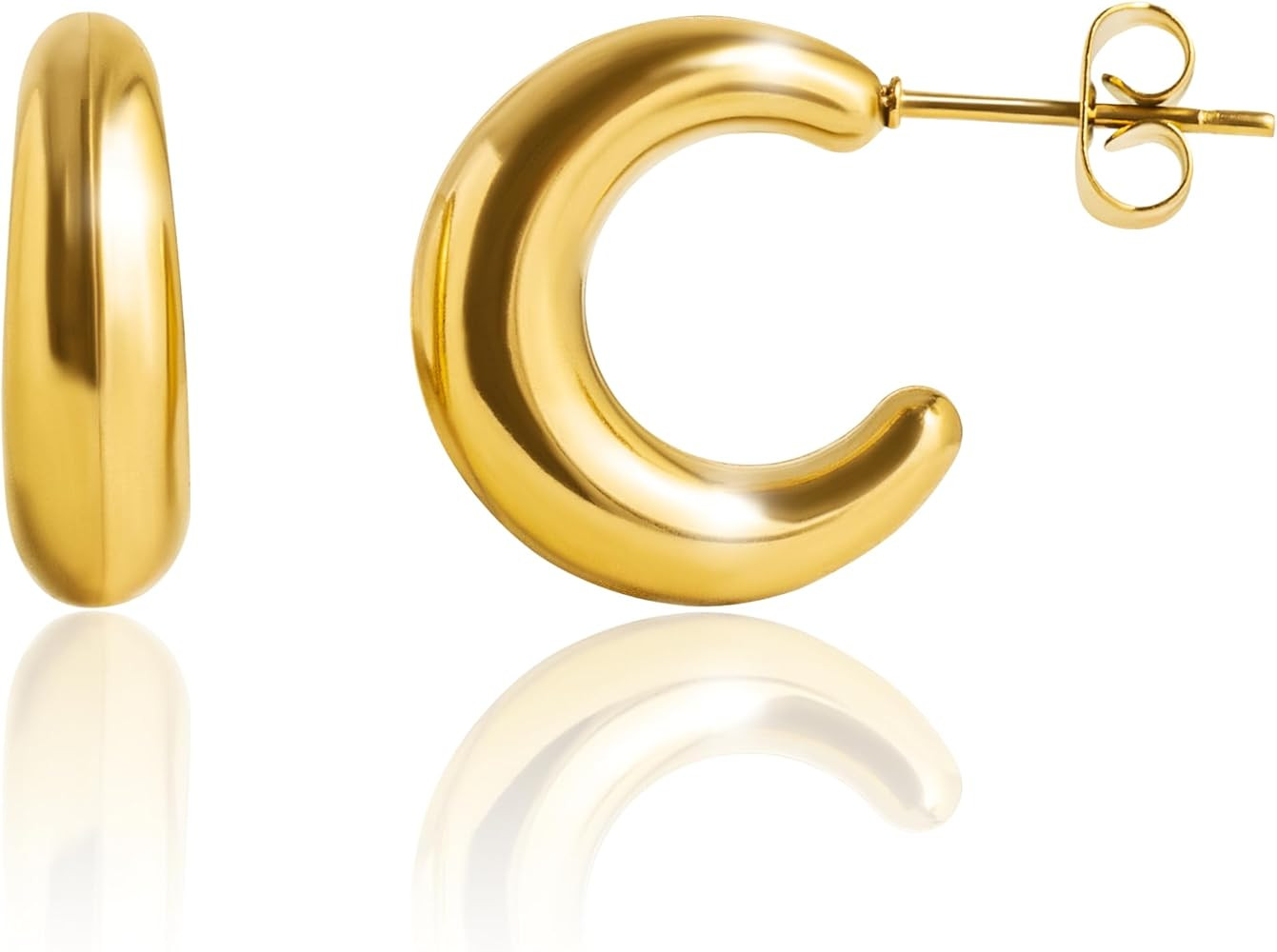 Altitude Boutique Small Chunky Gold or Silver Hoops | Thick Round Tube Earrings | Hollow, Lightwe... | Amazon (US)