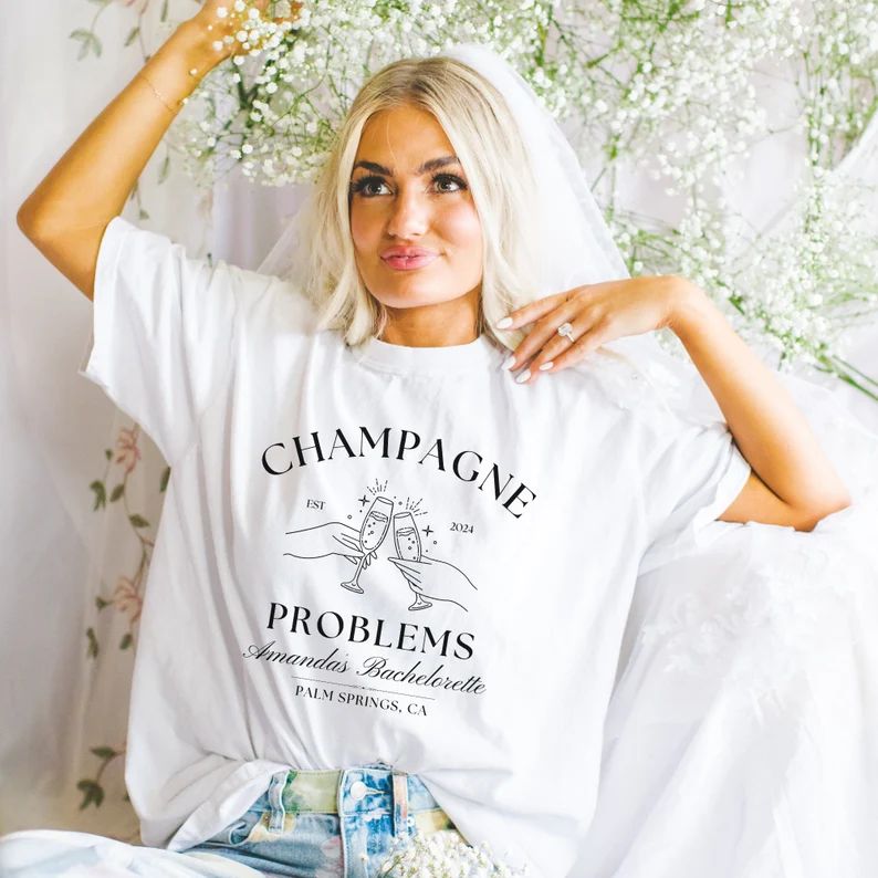 Champagne Problems Bachelorette Comfort Colors Shirt Custom - Etsy | Etsy (US)