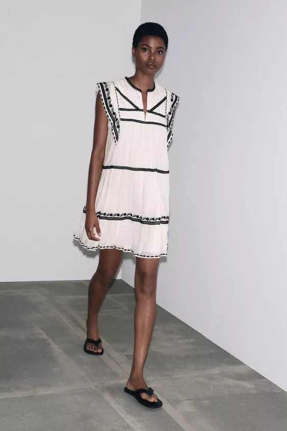 ZW COLLECTION EMBROIDERED SHORT DRESS | Zara UK