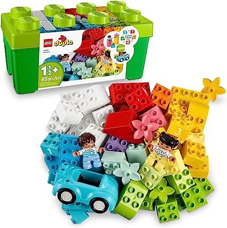LEGO DUPLO Classic Brick Box Building Set 10913 - Features Storage Organizer, Toy Car, Number Bri... | Amazon (US)