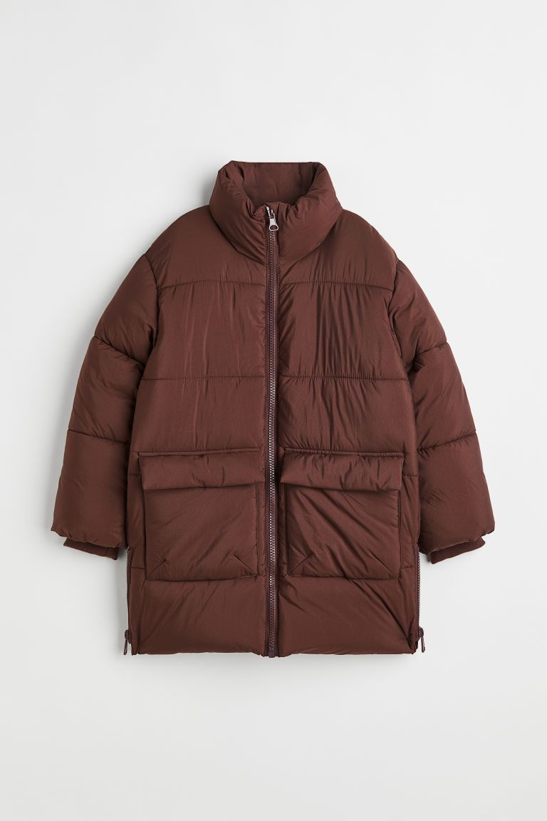 H & M - Puffer Jacket with Zipper - Brown | H&M (US)