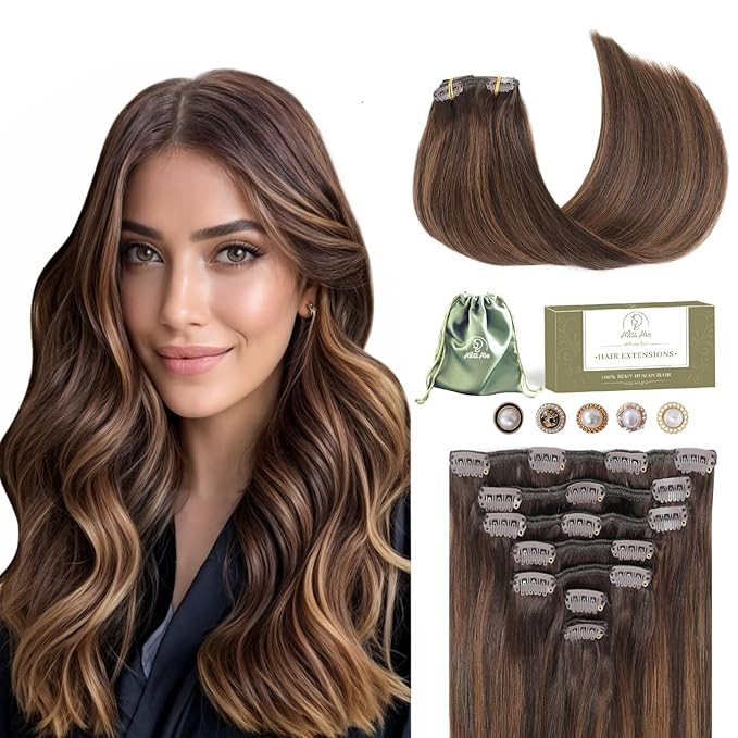 Missme Clip In Hair Extensions Real Human Hair,20in 120g 7pcs 16 Clips On Hair Extensions 100% Re... | Amazon (US)