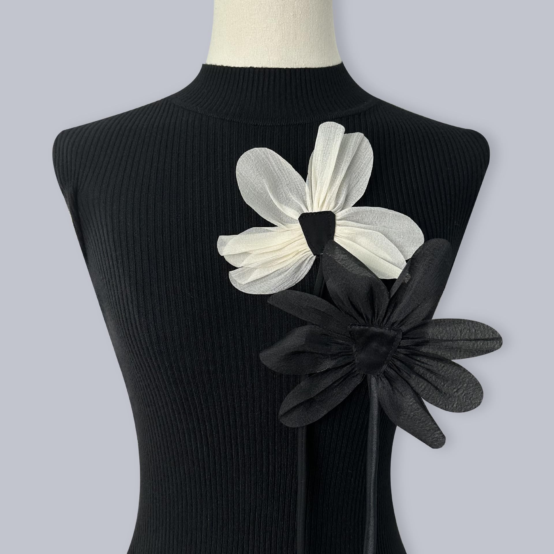Black and White multi-layer organza 3D embroidery decorative patches/bows/lotus flower brooch wom... | Amazon (US)