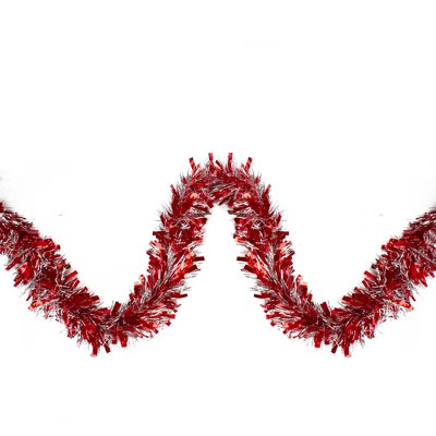 Northlight 12' x 4" Unlit Red/Silver Wide Cut Tinsel Christmas Garland | Target