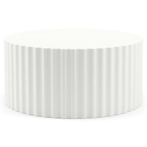 Sunset West Athena Modern Classic White Concrete Drum Outdoor Coffee Table | Kathy Kuo Home