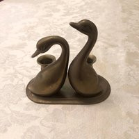 60S Brass Candle Stick & Swan Base Stand Elegant Bold Home Decor Vintage Display Table Center Piece | Etsy (US)