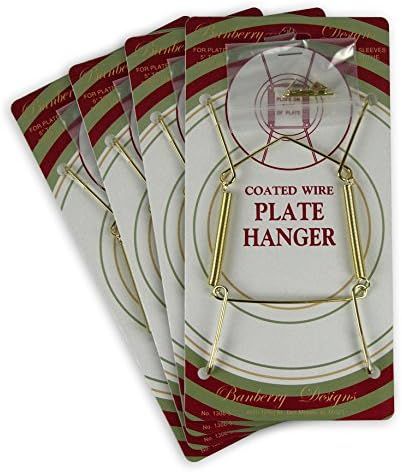 Banberry Designs Brass Vinyl Coated Plate Hanger 5 to 7 Inch Plates - Set of 4 - Includes Hook an... | Amazon (US)