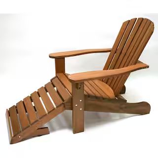 Eucalyptus Adirondack Chair with Built-in Ottoman | The Home Depot