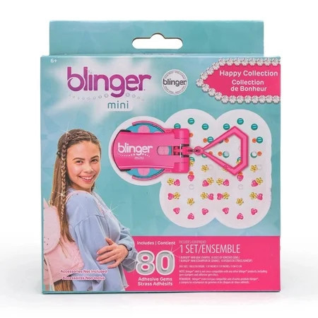 blinger® On The Go Mini Gem Stamper with 80 Hair Safe Jewels Perfect Gifts for Kids, Girls - Pink | Walmart (US)